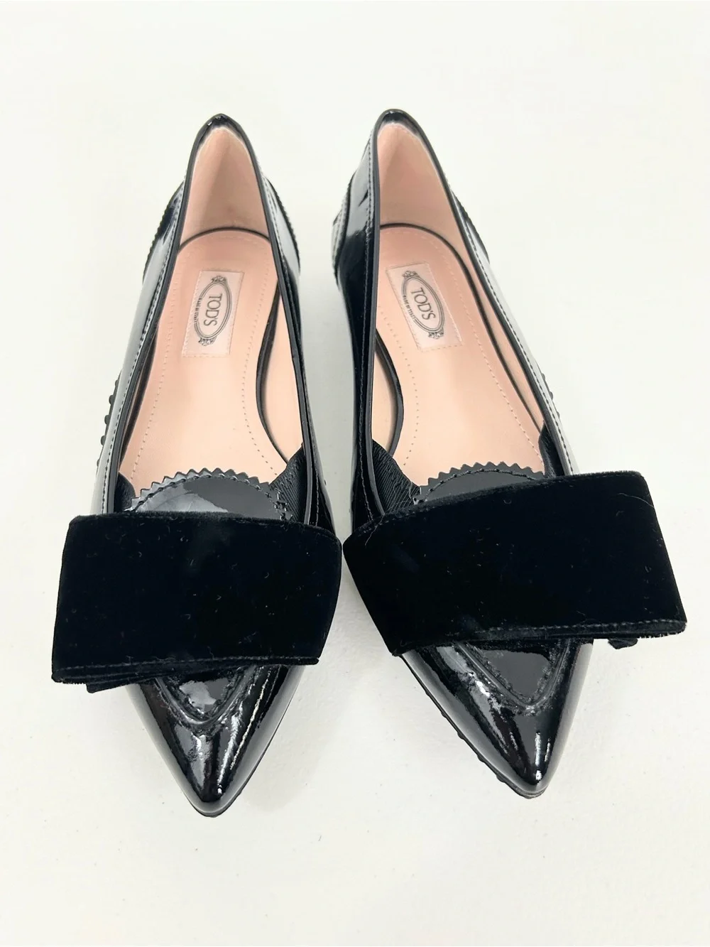 Tod’s x Alessandro Dell’acqua Bow Detail Leather Flat In Black Size 36 or US 6
